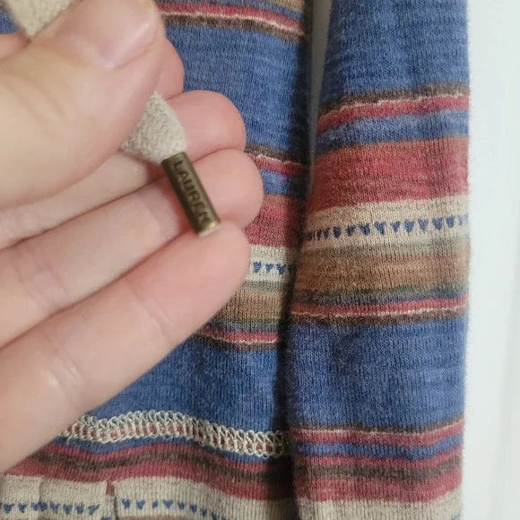 Lauren Ralph Lauren Striped Southwestern Hoodie XS Multi Color Cotton Pullover - Picture 6 of 12